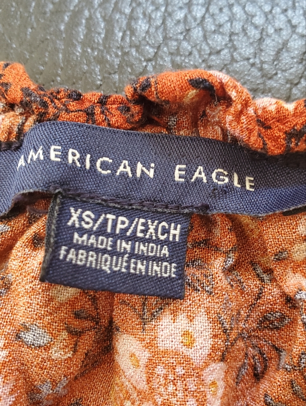 American Eagle Rust Orange Floral Peasant Blouse Size XS - Picture 3 of 7